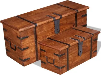 Produktbild von 2-tlg. Truhen Set Massivholz