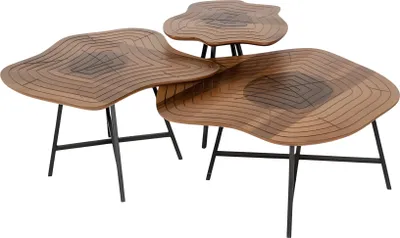 Immagine prodotto di Elegante tavolino da caffè in legno marrone con due tavolini laterali