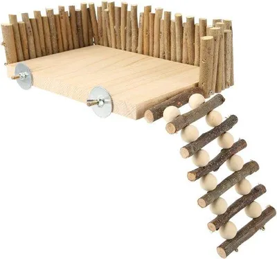 Produktbild von Hamster-Klettergerüst mit Kauzeugen und Spielplatz mit Zaun für Kleintiere