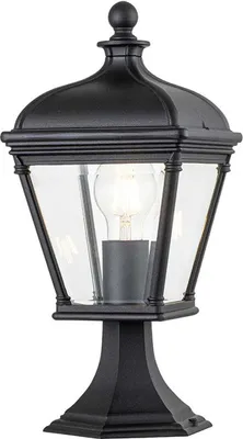 Produktbild von Sockelleuchte Aluminium Glas E27 IP44 39,3 cm hoch Schwarz Vintage Außenleuchte