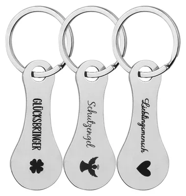 Einkaufswagen-Entriegler-Set, 3 Stück, Edelstahl, silber