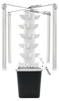 Obrázek produktu pro Hydroponická věž, 30 míst pro rostliny, 6 pater, černá