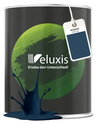 Produktbild von Wandfarbe Blau Grau Petrol Matt Innenfarbe – Deckkraft Klasse 1, VOC-frei, Ohne Grundierung, Tropfarm – Wohnzimmer & Schlafzimmer – 2,5L – Veluxis (Dusky Sea)