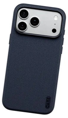 Imagen del producto de Funda CARE de PanzerGlass Fusion Fabric, color azul, con MagSafe, para iPhone 17 Pro Max