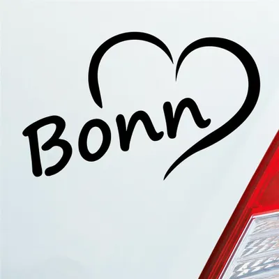 Produktbild von Auto Aufkleber Bonn Herz Stadt City Heart Liebe Love 13x8 cm Schwarz Glanz Sticker Heckscheibenaufkleber