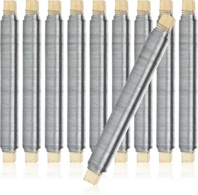 Produktbild von com-four® 10x Blumenwickeldraht-Set, Bindedraht verzinkt, auf Holzstab gewickelt, Stärke 0,65 mm, 1000 g