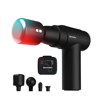 Produktbild von Homedics Novo+ Hot & Cold Muskelmassagepistole, 4 Aufsätze, 6 Intensitäten, Wärme- und Kältetherapie, Reisetasche