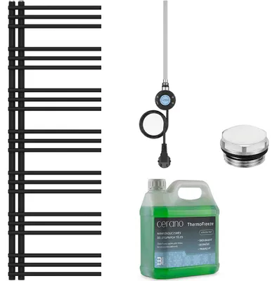 Image de Ensemble de radiateur électrique pour salle de bain Burke - L/P - WIFI - 600W - Noir mat - 1500x500 mm