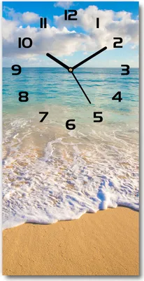 Immagine prodotto di Orologio da parete in vetro – 30x60 cm - Quadro in vetro - Orologio in vetro - Vetro temperato - Spiaggia tropicale