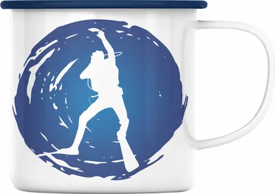 Produktbild von Trendation - Taucher Emaille Tasse Geschenk Grafik für Tauchlehrer Geschenkidee Lustig Tauchen Tauchsport (Blau)