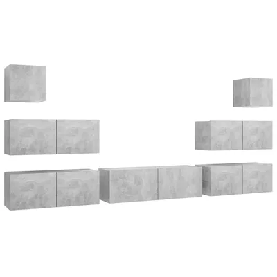 Produktbild von 7-tlg. TV-Schrank-Set Betongrau Holzwerkstoff