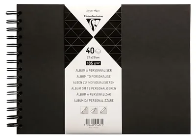 Produktbild von Clairefontaine 95437C, Schwarz, 40 Blätter, Spiralbindung, Schwarz, 365 mm, 250 mm