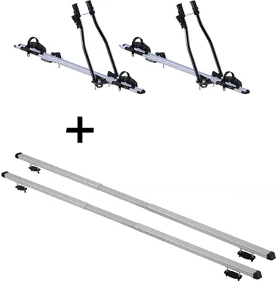 Produktbild von 2x Fahrradträger SAGITTAR + Dachträger RAPID kompatibel mit für Subaru Justy (5Türer) ab 07