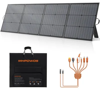 Immagine prodotto di Pannello solare portatile – Modulo solare pieghevole, caricabatterie – Monocristallino, 4 sezioni – Adatto per centraline di alimentazione, campeggio, auto, barca, camper – 220W, 40V