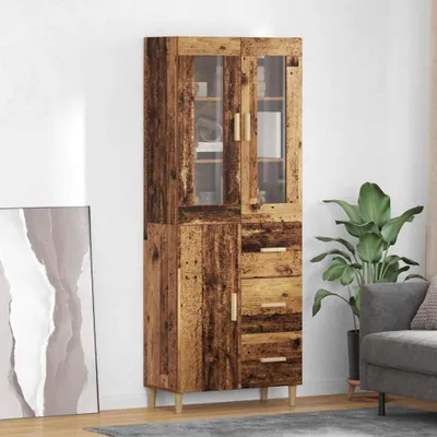Zdjęcie produktu dla vidaXL Highboard stare drewno 34,5 x 34 x 180 cm materiał drewnopochodny