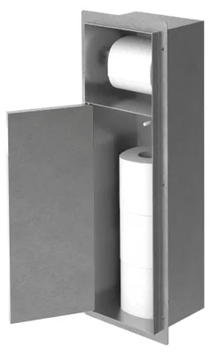 Produktbild von LuxeBath Unterputz-Schrankmodul Edelstahl für die Klobürstengarnitur, Chrom, 60x20x14 cm, Badezimmerschrank mit Toilettenpapierhalte