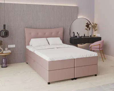 Produktbild von Boxspringbett, 140cm x 200cm, Grau, mit Bettkasten, Matratze und Topper, Doppelbett, NEVADA, Panda Möbel