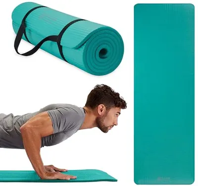 Dickes Yogamatte für Fitness und Übungen mit Tragriemen - 182 cm x 61 cm, extra dick