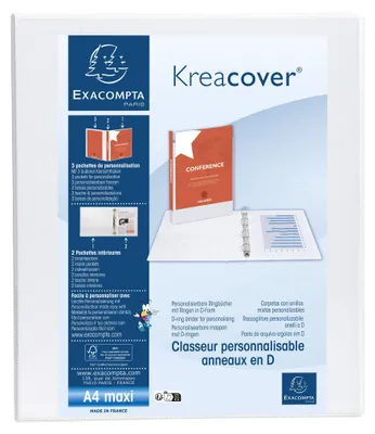 Obrázek produktu pro Prezentační kroužkový pořadač EXACOMPTA, A4 Maxi, bílý, 4D kroužek
