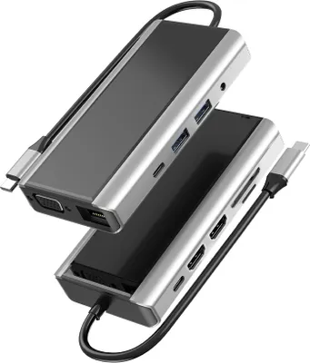 Immagine prodotto di INF Hub USB C 11 in 1 con USB 3.0, HDMI, RJ45, lettore di schede SD/TF - Ricarica PD da 100 W
