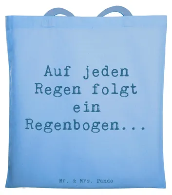 Produktbild von Mr. & Mrs. Panda Shopping Tasche Spruch Mit Enttäuschungen umgehen - Sky Blue - Geschenk, Einkaufstasche, Tote Bag, Jutebeutel, Uni, Ermutigung, Lebensfreude, Zuversicht