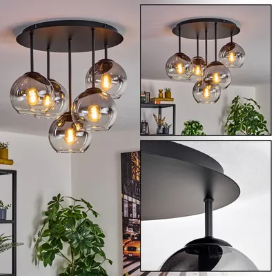 Produktbild von Cesaro Deckenlampe aus Metall/Glas in Schwarz/Rauchfarben/Klar