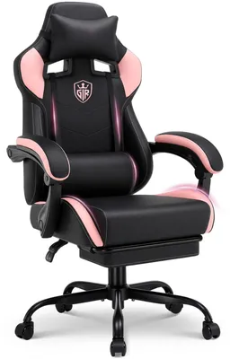 Produktbild von Gamingstuhl - Bürostuhl - Ergonomisch - Höhenverstellbar - Drehbar - Kunstleder - Armlehnen - Rosa