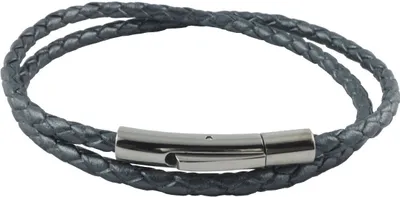 Productafbeelding van König Design lederen ketting, lederen band, lederen armband, 6 mm, herenketting, 17 cm - 100 cm, gevlochten, lengte: 70 centimeter, kleur: grafietgrijs