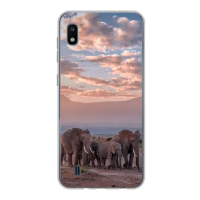 Produktbild von MuchoWow® Handyhülle Schutzhülle Hülle für Samsung Galaxy A10 Elefant - Tiere - Abend - Landschaft - Savanne Silikon Softcase Handy Hülle - Schutzhülle