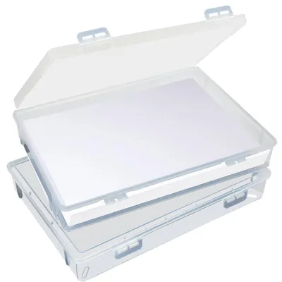 Obrázok produktu pre A4 úložné boxy s viečkom - Sada 2 - Priehľadné plastové boxy 32x22x5 cm