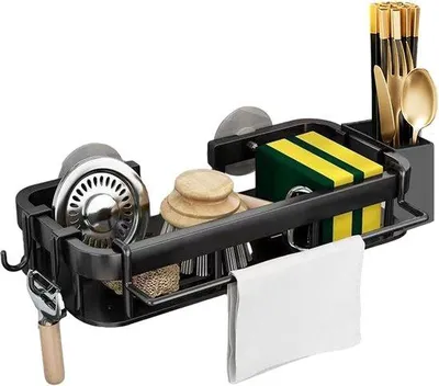 Immagine prodotto di Organizzatore per lavello da cucina Famanu, con portasciugamani e portaoggetti, in acciaio inossidabile