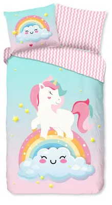 Imagen del producto de Juego de sábanas para cuna "Unicornio y Arcoíris" - Multiusos - (140x200/220 cm) - Algodón