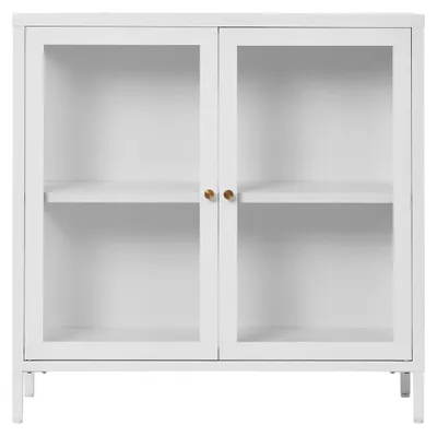 Immagine prodotto di Credenza Dalby con 2 ante in vetro, acciaio bianco 80×35×80 cm