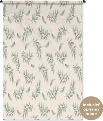 Produktbild von MuchoWow® Wandteppich Wandbehang Vintage - Blatt - Pastell 120x180 cm Tapisserie Dekoration Wandtuch - Schlafzimmer - Dekorationen für das Haus