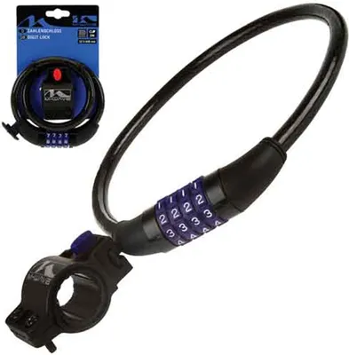 Produktbild von Messingschlager Kombinations-Kabelschloss D 12.6, M-WAVE, L=600mm, Ø=12mm, schwarz