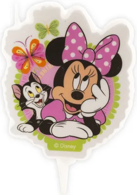 Zdjęcie produktu dla Dekoracja tortu urodzinowego Myszka Minnie świeczka kolorowa 7,5cm