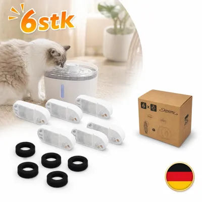 Image de 6 filtres de rechange, ensemble de cartouches pour fontaine à eau pour chats, 3,2 litres