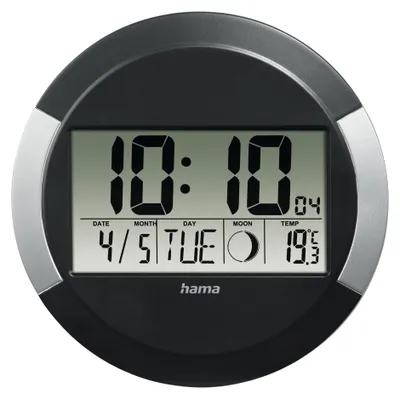 Produktbild von Hama Funkwanduhr Ischia, digital, DCF, Tischuhr, Temperaturanzeige, Schwarz (00222214)