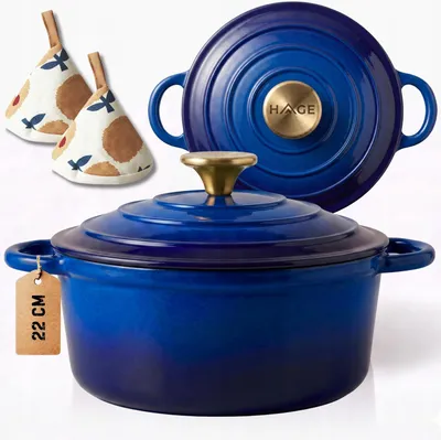 Produktbild von Emaillierter Gusseisentopf 22 cm 3 l Hageblau
