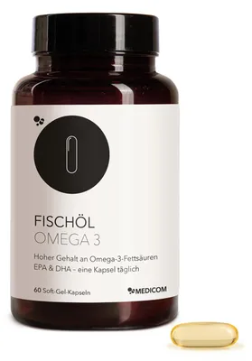 Imagen del producto de Cápsulas blandas de aceite de pescado Omega-3, 60 unidades