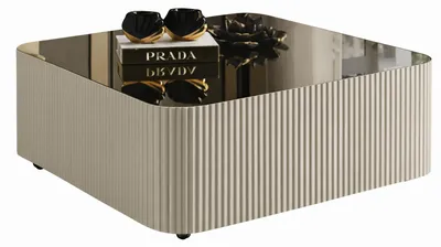 Obrázok produktu pre Elegantný rýhovaný konferenčný stolík s čiernym zrkadlovým povrchom