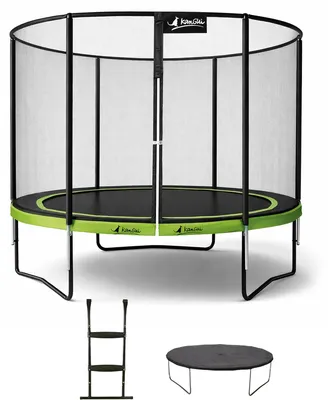 Image de KANGUI Trampoline de jardin rond 305 cm + filet de sécurité + échelle + bâche de protection - PUNCHI Vert 300