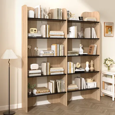 Produktbild von Merax Bücherregal 160 cm hoch, 5 Ebenen, 135 × 25 × 160 cm, offenes Standregal mit Trennwänden, großes Regal, Aufbewahrungsregal, Natur