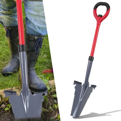 Produktbild von Bettizia Metal Spaten Spitz mit Stahlstiel All-in-One Spaten - Gärtnerspaten für Streugut、Ton Böden