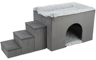 Produktbild von TRIXIE Höhle Harvey mit Treppe - grau/weiß-schwarz - 154 × 60 × 60 cm