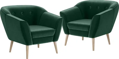 Produktbild von MEBLINI Sofa Sessel für Wohnzimmer 2er Set - Mini Lounge für zwei Personen - Sitzgarnitur - Polstergarnitur - DORIS - 1+1 - Grün Samt