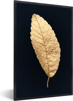 Produktbild von MuchoWow® MuchoWow® Gerahmtes Poster Baum - Blatt - Schwarz und Gold 40x60 cm - Poster mit zchwarzem Bilderrahmen - Papierdruck - Wandbilder
