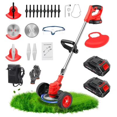 Produktbild von Akku Rasentrimmer mit 2*2000mAh 24V Akku, Verstellbarer Teleskopstiel Kabelloser Rasentrimmer Akku Freischneider für Garten Rasenpflege