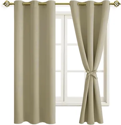 Verdunkelungsvorhänge mit Ösen, 2 Stück, 117x137 cm, Taupe