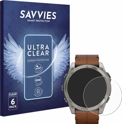 Produktbild von 6x Für Garmin Fenix 8 AMOLED (51 mm) Schutzfolie Savvies Displayschutz Display Schutz Folie Klar Transparent